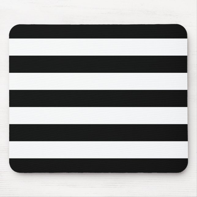 Bold Black And White Horizontal Stripes Mouse Pad (Front)