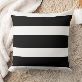 Bold Black And White Horizontal Stripes Throw Pillow by plushpillows at Zazzle
