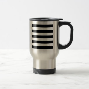 Bold Black And White Horizontal Stripes Travel Mug