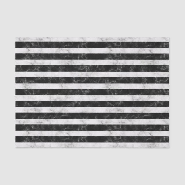 Bold Black and White Marble Stripes Tissue Paper (Front)