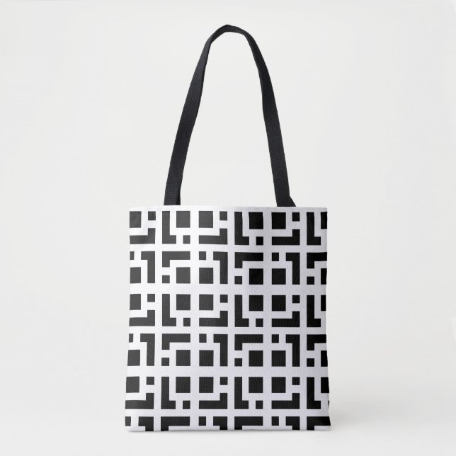 Bold Black and White Maze Pattern Tote Bag 🖤 (Front)