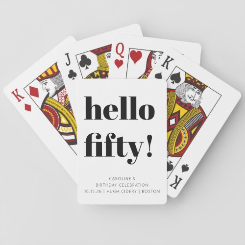 Bold Black and White Modern 50th Birthday Custom Poker Cards