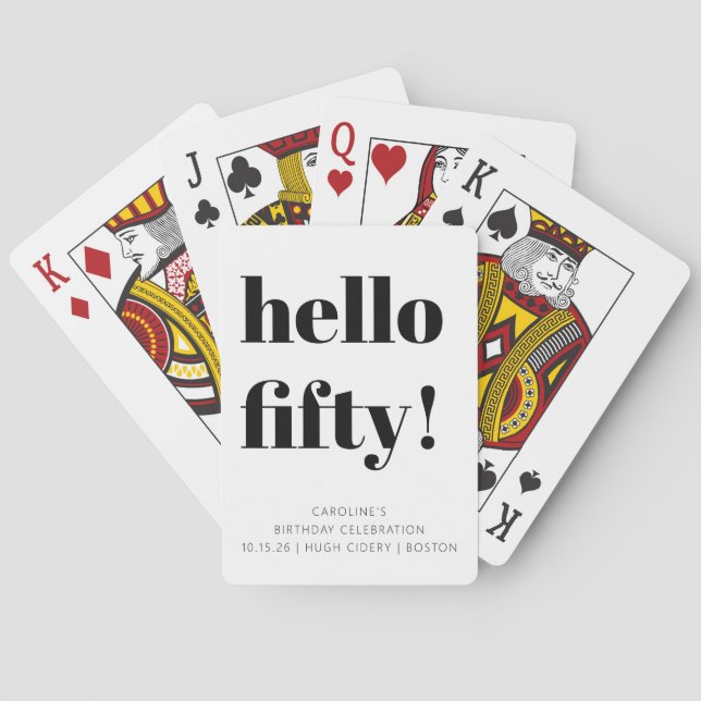 Bold Black and White Modern 50th Birthday Custom Poker Cards (Back)