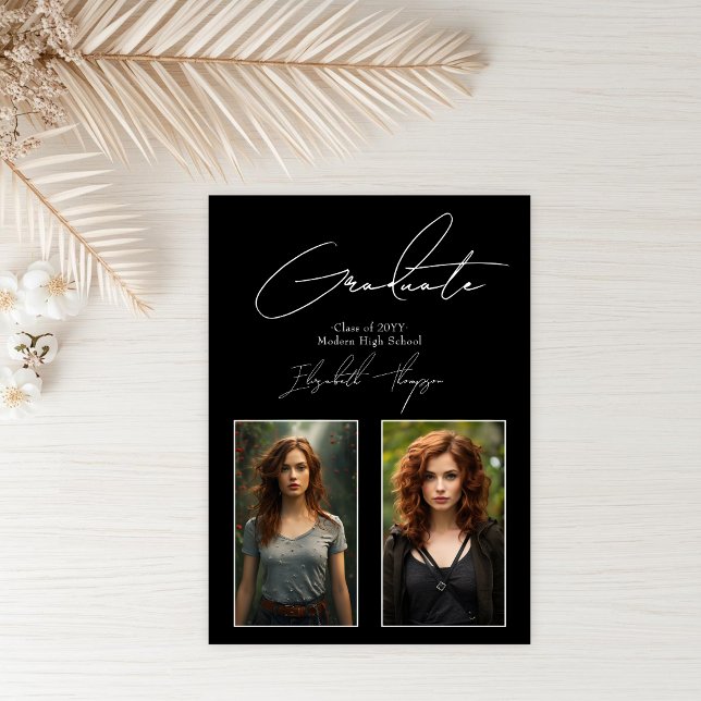 Bold Black and White Modern Graduation Photo Invitation (Bold Black and White Modern Graduation Photo Invitation)