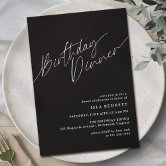 Elegant Moody Black | Formal Birthday Dinner Party Invitation