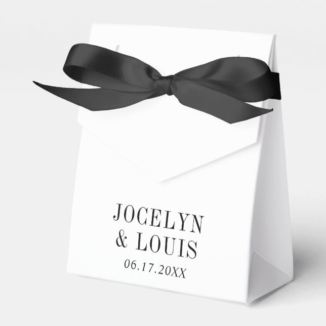 Bold Black and White Modern Wedding Favor Boxes (Front Side)