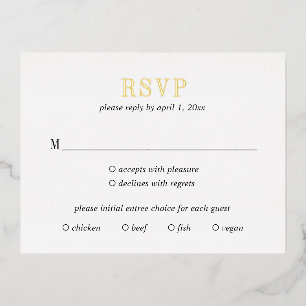 Bold Black and White Modern Wedding Foil RSVP Card