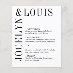 Bold Black and White Modern Wedding Menu