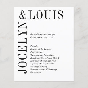 Bold Black and White Modern Wedding Program