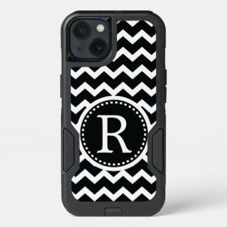 Bold Black and White Monogram Chevron iPhone 13 Case