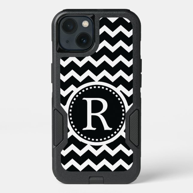 Bold Black and White Monogram Chevron Otterbox iPhone Case (Back)