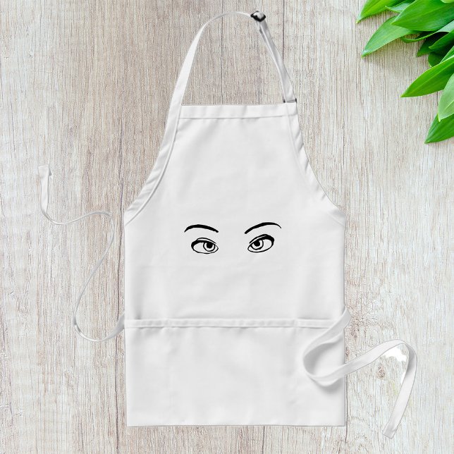 Bold Black and White Mysterious Eyes Illustration  Adult Apron (Creator Uploaded)