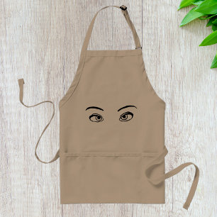Bold Black and White Mysterious Eyes Illustration  Adult Apron