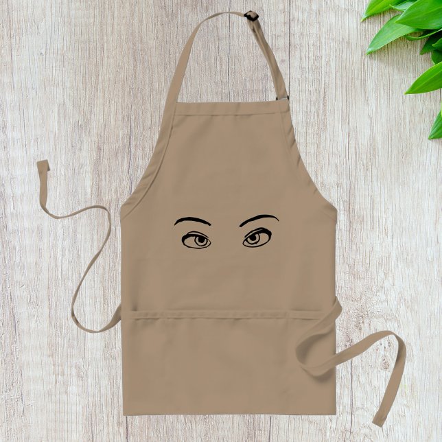 Bold Black and White Mysterious Eyes Illustration  Adult Apron (Creator Uploaded)