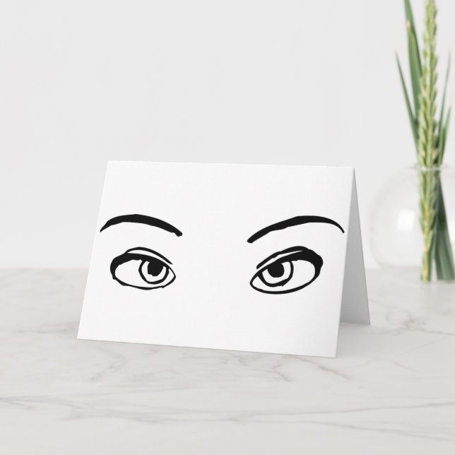 Bold Black and White Mysterious Eyes Illustration  Card (Front)
