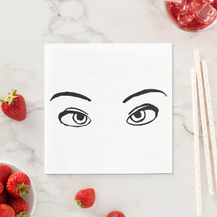 Bold Black and White Mysterious Eyes Illustration Napkins