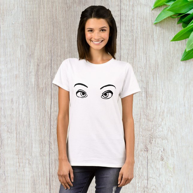 Bold Black and White Mysterious Eyes Illustration  T-Shirt (Creator Uploaded)