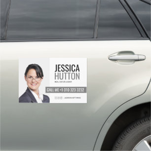 Bold Black and White Personal Photo Car Magnet