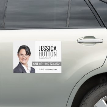 Bold Black And White Personal Photo Car Magnet by J32Teez at Zazzle