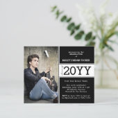 Bold Black and White Photo Graduation Announcement (Standing Front)
