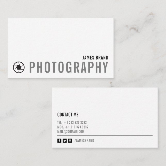 Bold Black and White Photographer Business Card (Front/Back)