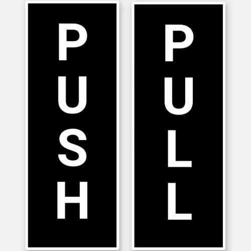 Bold Black And White Push Pull Door Sticker