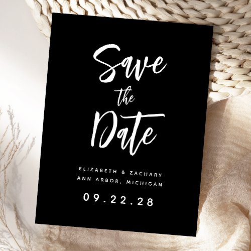 Bold Black and White QR Code Save the Date Announcement Postcard