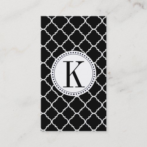 bold black and white quatrefoil business card template