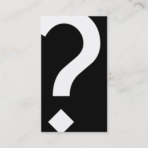 Customizable bold black and white question mark business card templates