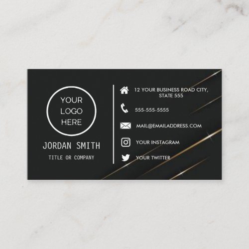 Bold black and white social media  business card