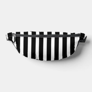 Bold Black and White Striped Waist Bag with Zipper
