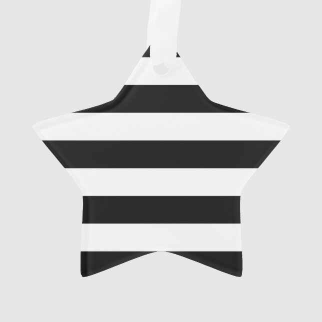 Bold Black And White Stripes Design Ornament (Back)