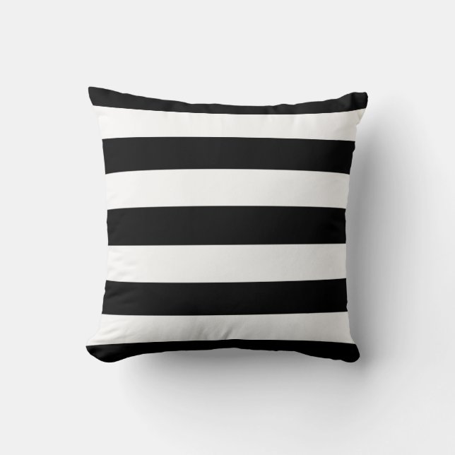 Bold Black And White Stripes Design Throw Pillow (Front)