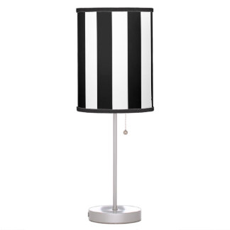 Bold Black and White Stripes Lamp Shade with Lamp