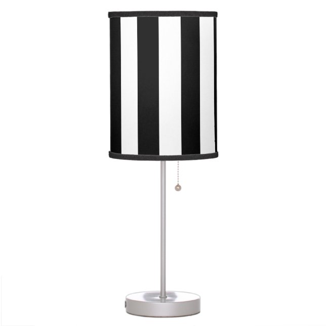 Bold Black and White Stripes Lamp Shade with Lamp (Left)