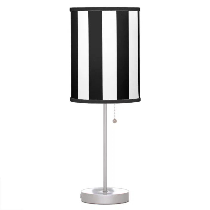 White Stripes Lamp Shade, Black White Gold Lamp Shade