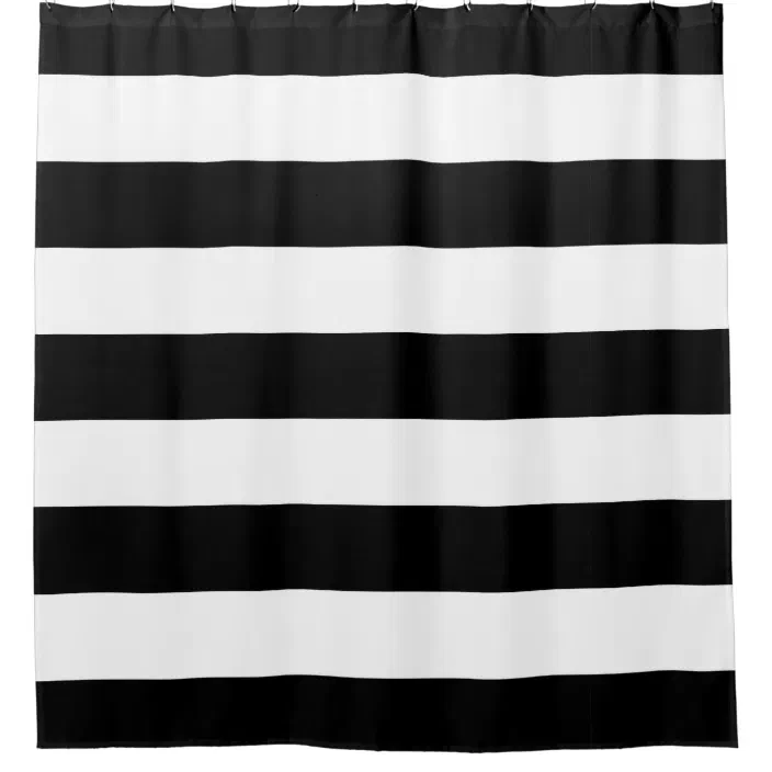 Bold Black And White Stripes Shower, Black And White Horizontal Striped Shower Curtain