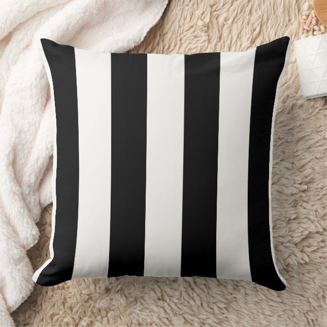 Bold Black and White Stripes Throw Pillow (Blanket)