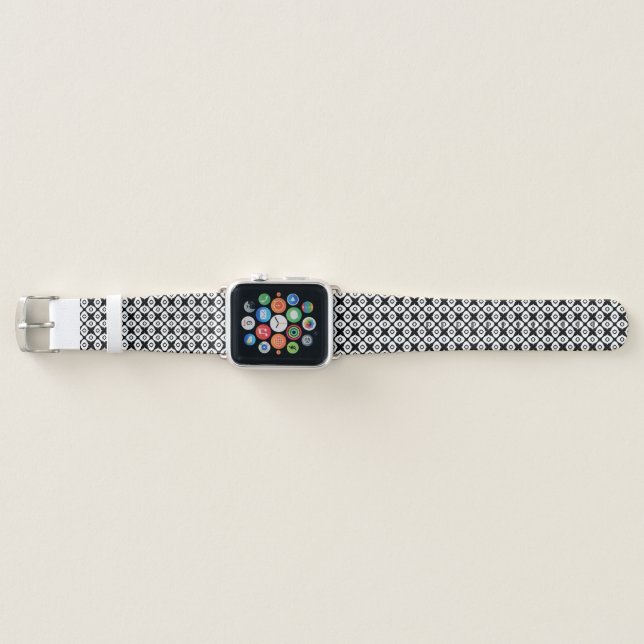Bold Black and White Symmetrical Arabesque Pattern Apple Watch Band (Front)