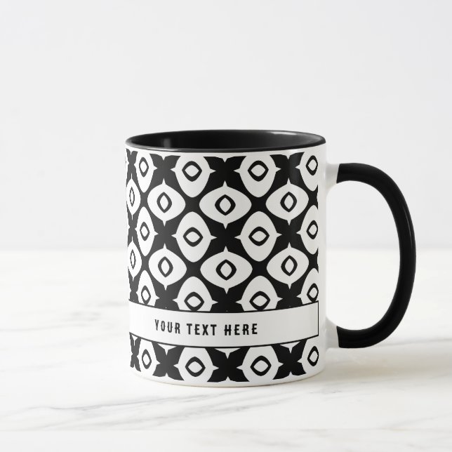 Bold Black and White Symmetrical Arabesque Pattern Mug (Right)