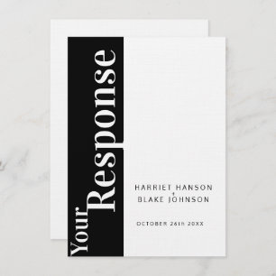 Bold black and white text wedding reply RSVP Invitation