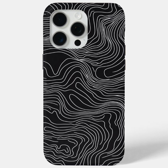 Bold Black and White Topographic Art 🖤 Case-Mate iPhone Case (Back)
