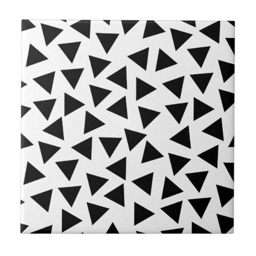 Bold Black and White Triangle Print Ceramic Tile