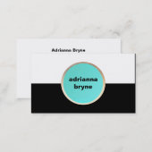 Bold Black and White Turquoise Circle Designer Business Card (Front/Back)