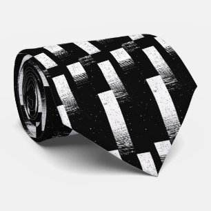Bold Black and White Vertical Bar Design Neck tie
