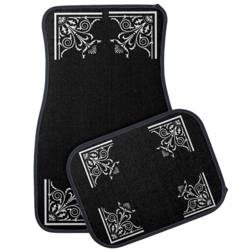 Bold Black and White Vintage  Car Floor Mat