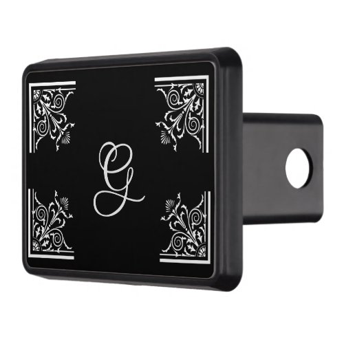 Bold Black and White Vintage Personalized  Hitch Cover