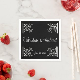 Bold Black and White Vintage Wedding Personalized