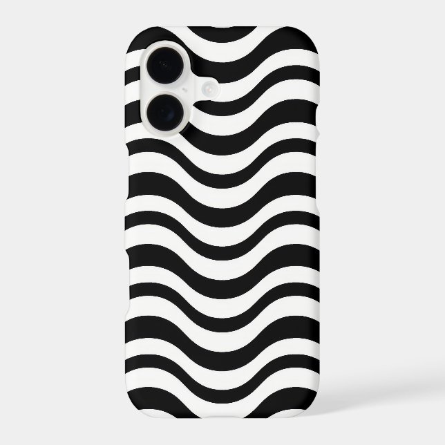 Bold Black and White Wavy Abstract iPhone Case (Back)