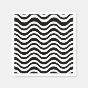 Bold Black and White Wavy Abstract Napkins